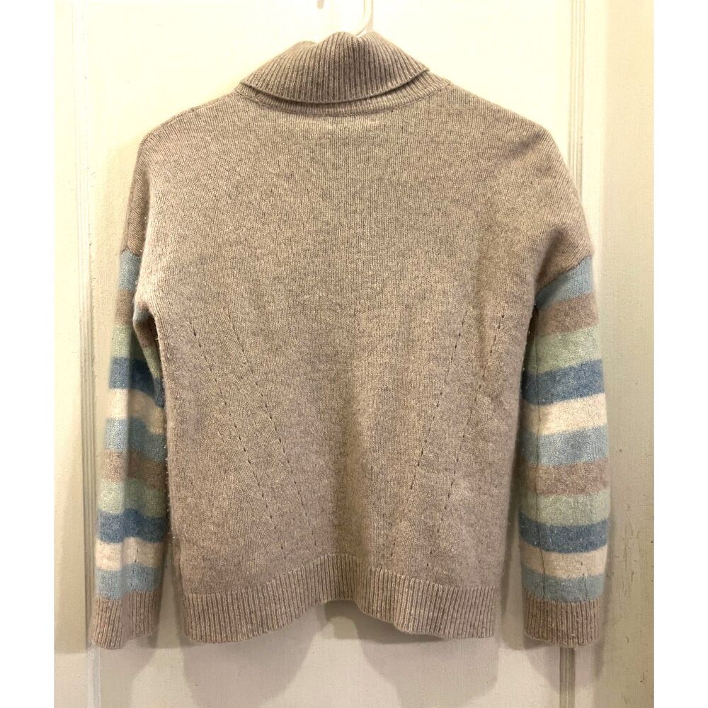 KINROSS Cashmere Beige Blue Stripe Pullover Sweater Top   Women's Size Small - Picture 6 of 10